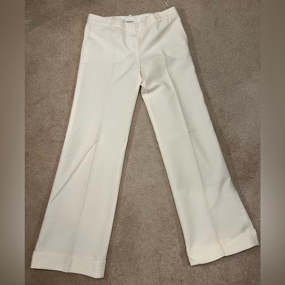 Chloe white ribbed, wide legged cuffed pants Sz T42 (US size 10) - Picture 1 of 10